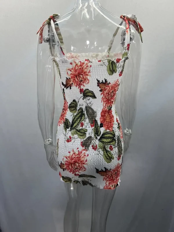 2025 Summer Slim Print Dress Women Fashion Spaghetti Strap Elegant Package Hips Bodycon Mini Dresses Femlae Beach Party Dress - Image 22