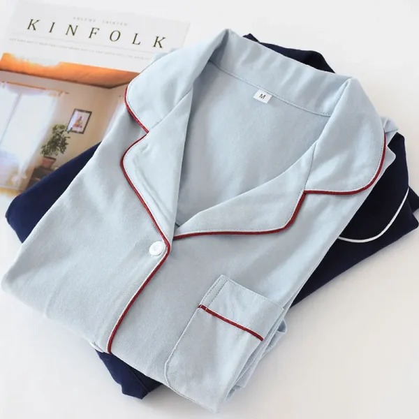Autumn Long Knit Cotton Sleep Tops Women Cardigan Long Sleeve Nightgowns Solid Lapel Sleepwear Nighty for Ladies Home Clothes - Image 2
