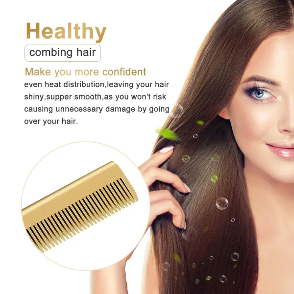 2 in1 Hot Comb Hair Straightener Electric Heating Comb Fast Heating Portable Travel Anti-Scald Beard Straightener Press Hot Comb - Image 18