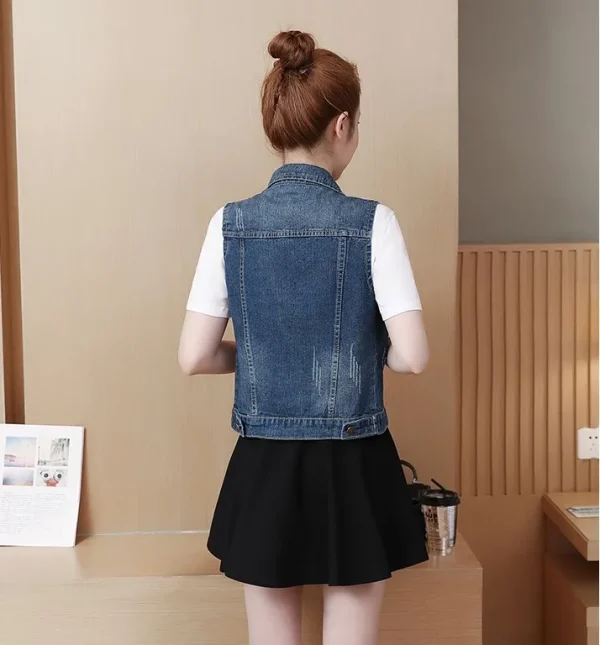 2024 Spring Summer Short Denim Vest Jacket White Female Slim Sleeveless Coat Black Pink Plus size 6XL Casual Womens Waistcoat - Image 50