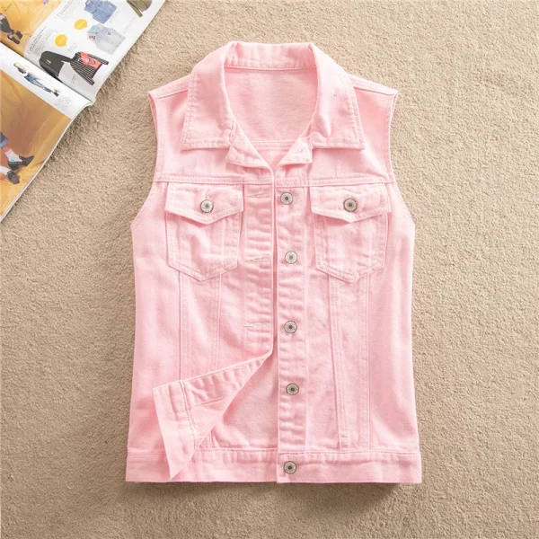2024 Spring Summer Short Denim Vest Jacket White Female Slim Sleeveless Coat Black Pink Plus size 6XL Casual Womens Waistcoat - Image 53
