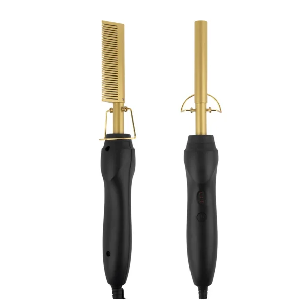 2 in1 Hot Comb Hair Straightener Electric Heating Comb Fast Heating Portable Travel Anti-Scald Beard Straightener Press Hot Comb - Image 22