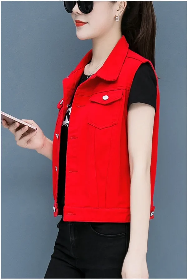 2024 Spring Summer Short Denim Vest Jacket White Female Slim Sleeveless Coat Black Pink Plus size 6XL Casual Womens Waistcoat - Image 42