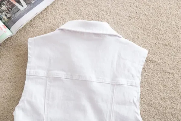 2024 Spring Summer Short Denim Vest Jacket White Female Slim Sleeveless Coat Black Pink Plus size 6XL Casual Womens Waistcoat - Image 27