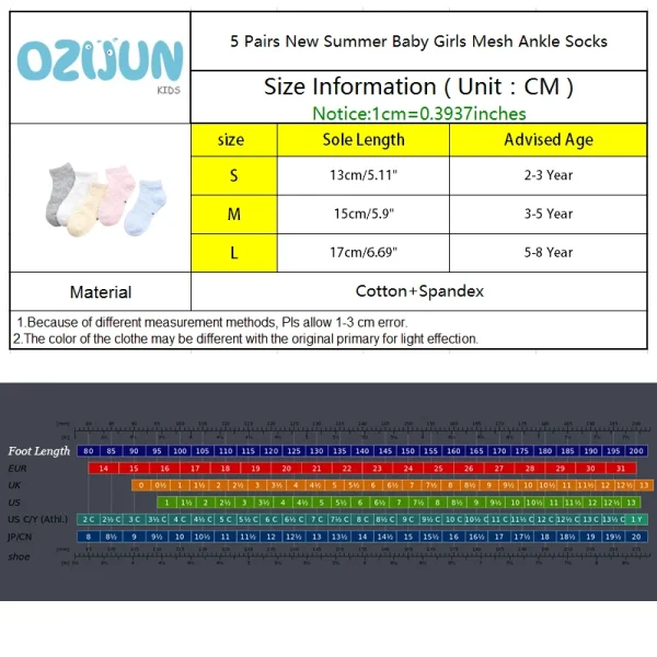5 Pairs Pack New Summer Girls Clothing Mesh Cotton Socks Sets Floral Pattern Baby Girls Ankle Socks Children Kids Baby Socks - Image 3