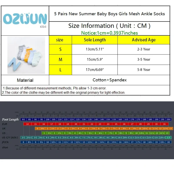 5 Pairs Socks Baby Boy's Girl's Summer Socks 2-3 3-5 5-8 Cotton Casual Mesh Socks Children Socks Star Jacquard Solid Color Short - Image 3