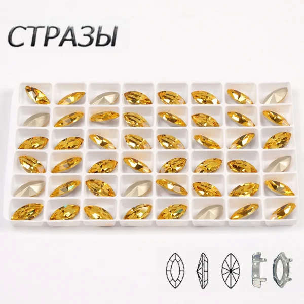 CTPA3bI Light Topaz Navette Pointbock Rhinestone Crystal Sew On Garment Decorative Horse Eyes Fancy Stones For Jewelry Gym Suit - Image 11