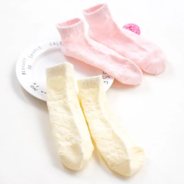 5 Pairs Pack New Summer Girls Clothing Mesh Cotton Socks Sets Floral Pattern Baby Girls Ankle Socks Children Kids Baby Socks - Image 4