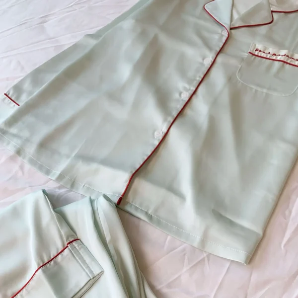 Green Satin Sleepwear Lounge Wear Female Long Sleeve Pajamas Trouser Suits Intimate Lingerie Casual Home Wear Pyjama Pour Femme - Image 20