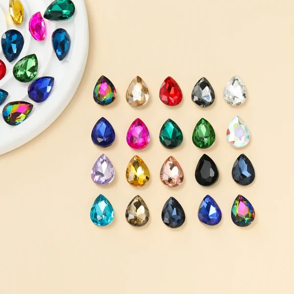 10pcs/lot Teardrop Glass Bead Crystal Gem Stone Point Back Drop Shape Rhinestones Glue On Rhinestone For DIY Jewelry Accessories - Image 4