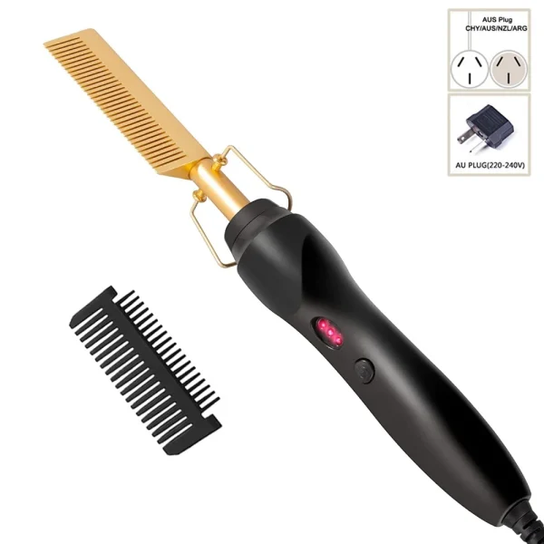 2 in1 Hot Comb Hair Straightener Electric Heating Comb Fast Heating Portable Travel Anti-Scald Beard Straightener Press Hot Comb - Image 11