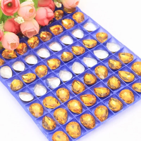 Glass Crystal 10x14 13x18 nice colors Waterdrop water drop teardrop shape Glue on rhinestone beads handicraft Photo frame diy - Image 5