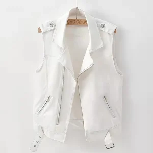 2025 New Women's Denim Tank Top Jacket Fashion Spring Summer Zipper White Sleeveless Tank Tops Female Jeans Coat