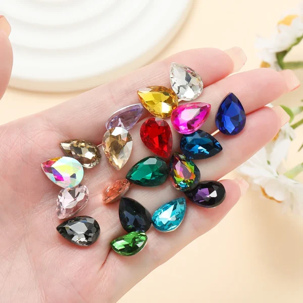 10pcs/lot Teardrop Glass Bead Crystal Gem Stone Point Back Drop Shape Rhinestones Glue On Rhinestone For DIY Jewelry Accessories - Image 5