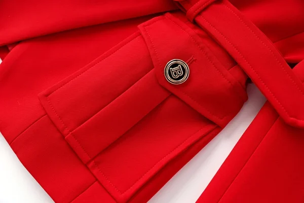 New Fall Party Red Women Pockets Jackets Slim Design Chic Lady Gorgeous Blazer with Belt - Image 11