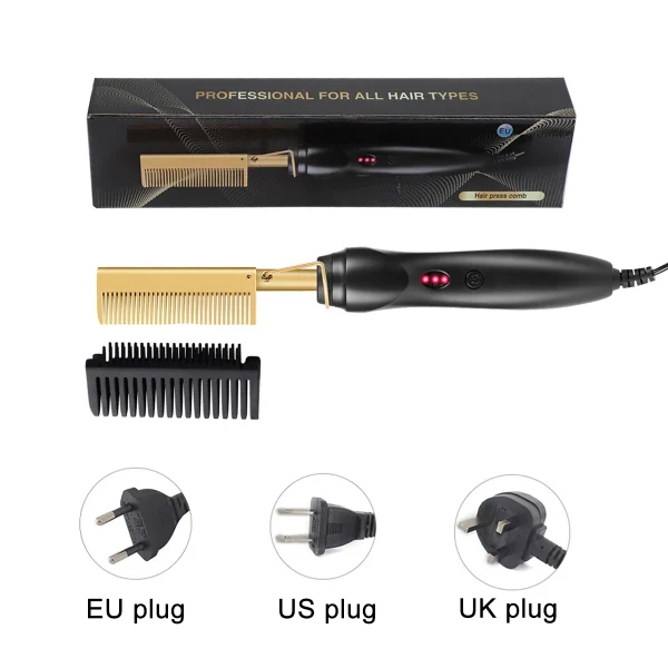 2 in1 Hot Comb Hair Straightener Electric Heating Comb Fast Heating Portable Travel Anti-Scald Beard Straightener Press Hot Comb - Image 6