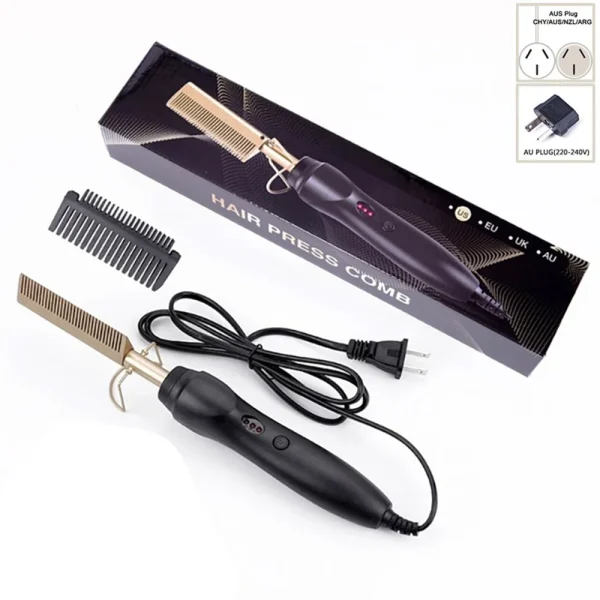 2 in1 Hot Comb Hair Straightener Electric Heating Comb Fast Heating Portable Travel Anti-Scald Beard Straightener Press Hot Comb - Image 7