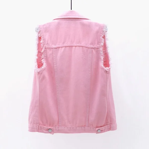 Women big size 6XL Denim Vest Sleeveless Waistcoat Students Casual Tops Jeans Jackets Red Pink Purple Yellow Blue White Jacket - Image 2