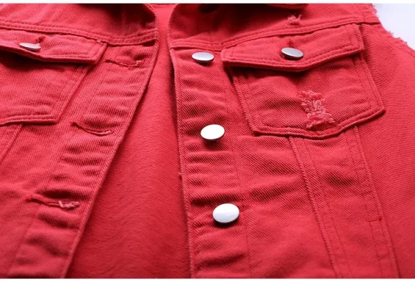 Women big size 6XL Denim Vest Sleeveless Waistcoat Students Casual Tops Jeans Jackets Red Pink Purple Yellow Blue White Jacket - Image 52
