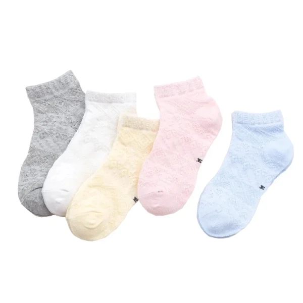 5 Pairs Pack New Summer Girls Clothing Mesh Cotton Socks Sets Floral Pattern Baby Girls Ankle Socks Children Kids Baby Socks - Image 7