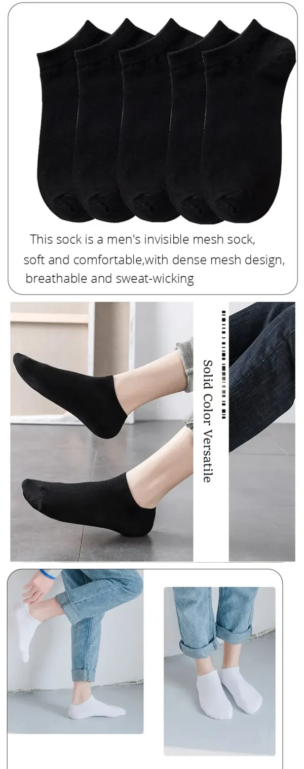 10 Pairs Women Socks Breathable Sports socks Solid Color Boat socks Comfortable Cotton Ankle Socks White Black - Image 9