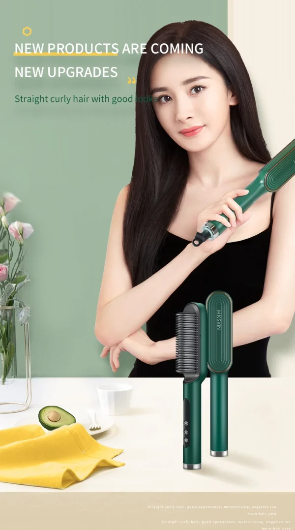 New Fast Heating&Anti-scalding Electric Negativ Ion  Styling Fresh Hair Straightener Brush Blow Dryer Women's 2 In 1 Comb - Image 9