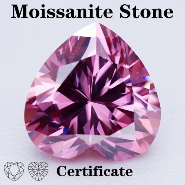 Moissanite Stone Heart Shape Pink Color VVS1 With GRA Certificate For Pass Diamond Tester Charms Top Jewelry Making Materials - Image 7