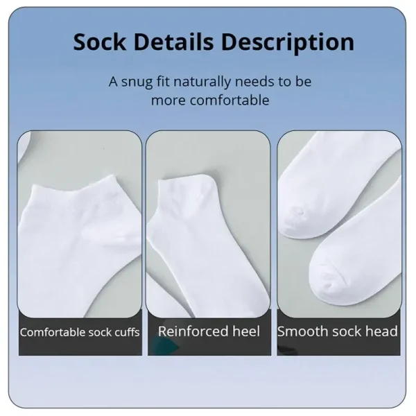 10 Pairs Women Socks Breathable Sports socks Solid Color Boat socks Comfortable Cotton Ankle Socks White Black - Image 5