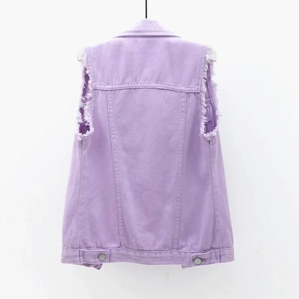 Women big size 6XL Denim Vest Sleeveless Waistcoat Students Casual Tops Jeans Jackets Red Pink Purple Yellow Blue White Jacket - Image 42