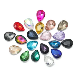 10pcs/lot Teardrop Glass Bead Crystal Gem Stone Point Back Drop Shape Rhinestones Glue On Rhinestone For DIY Jewelry Accessories