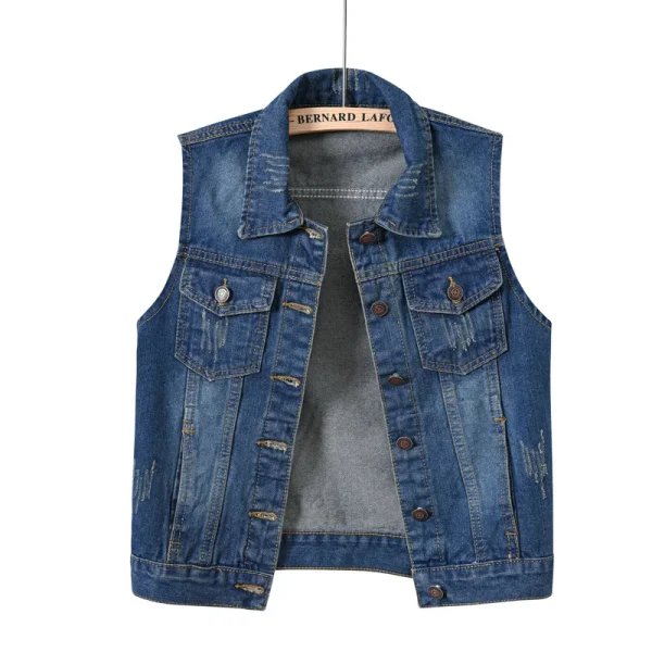 Women big size 6XL Denim Vest Sleeveless Waistcoat Students Casual Tops Jeans Jackets Red Pink Purple Yellow Blue White Jacket - Image 7