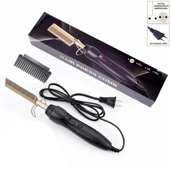 2 in1 Hot Comb Hair Straightener Electric Heating Comb Fast Heating Portable Travel Anti-Scald Beard Straightener Press Hot Comb - Image 10