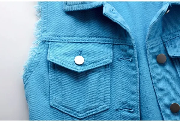 Women big size 6XL Denim Vest Sleeveless Waistcoat Students Casual Tops Jeans Jackets Red Pink Purple Yellow Blue White Jacket - Image 37