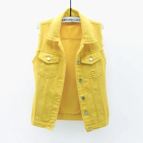 Women big size 6XL Denim Vest Sleeveless Waistcoat Students Casual Tops Jeans Jackets Red Pink Purple Yellow Blue White Jacket - Image 4