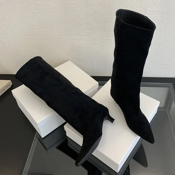 Liyke Autumn Winter Sexy Women Knee-High Boots Street Style Pointed Toe Thin Low Heels Cowboy Ladies Shoes Long Botas De Mujer - Image 2