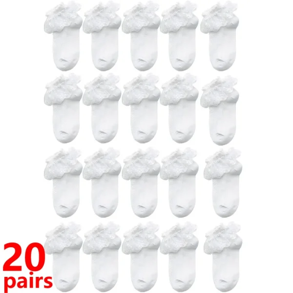 10/20 Pairs/lot Baby Girls Kids Socks Lace Ruffle Princess Mesh Children Ankle Short Breathable Cotton White Pink Toddler Sock - Image 10
