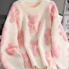 Jmprs Cute Bear Print Sweaters Women Lazy Wind Long Sleeve Bow Knitted Pullovers Korean Fashion Loose Female O Neck Sweet Tops - Image 2