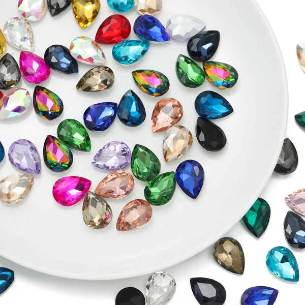 10pcs/lot Teardrop Glass Bead Crystal Gem Stone Point Back Drop Shape Rhinestones Glue On Rhinestone For DIY Jewelry Accessories - Image 35