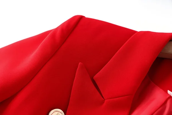 New Fall Party Red Women Pockets Jackets Slim Design Chic Lady Gorgeous Blazer with Belt - Image 9