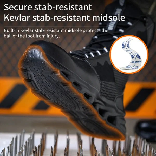 Men Safety Shoes Indestructible Steel Toe Work Boot Puncture-proof Sneakers Breathable Light Comfortable Construction Work Shoes - Image 4