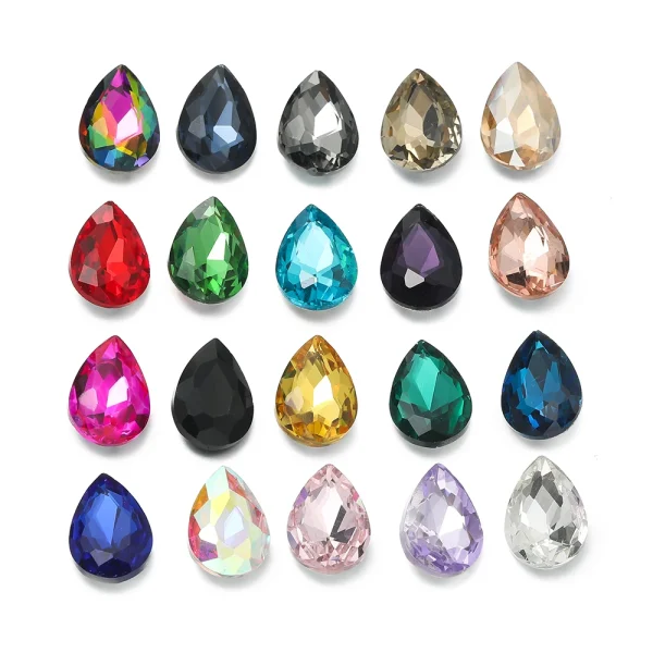 10pcs/lot Teardrop Glass Bead Crystal Gem Stone Point Back Drop Shape Rhinestones Glue On Rhinestone For DIY Jewelry Accessories - Image 32