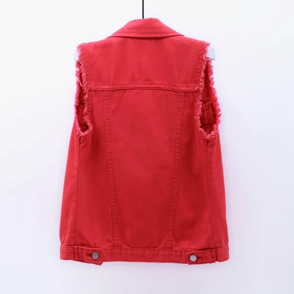 Women big size 6XL Denim Vest Sleeveless Waistcoat Students Casual Tops Jeans Jackets Red Pink Purple Yellow Blue White Jacket - Image 49