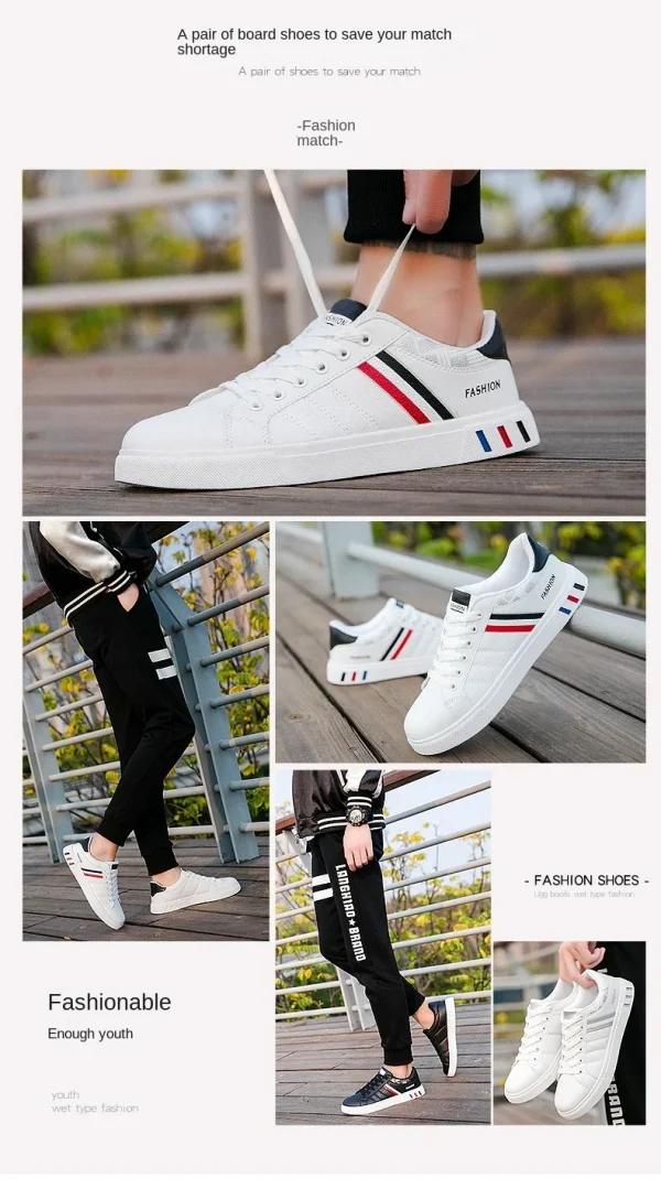 2024 Mens Casual Sneakers New Fashion Lace-up White Shoes Student Comfort Sports Plus Size Vulcanized Shoes Zapatillas De Hombre - Image 12