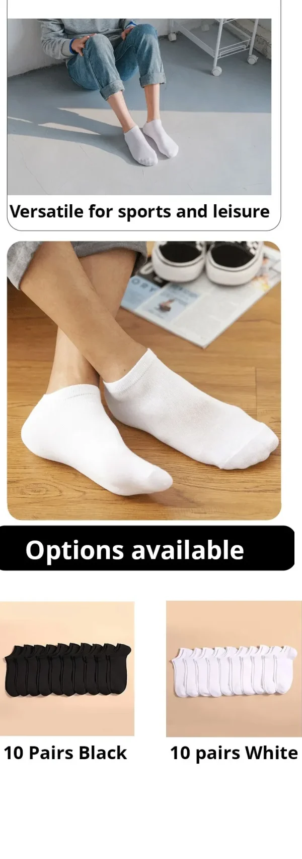 10 Pairs Women Socks Breathable Sports socks Solid Color Boat socks Comfortable Cotton Ankle Socks White Black - Image 10
