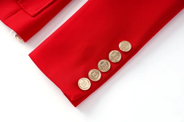 New Fall Party Red Women Pockets Jackets Slim Design Chic Lady Gorgeous Blazer with Belt - Image 12