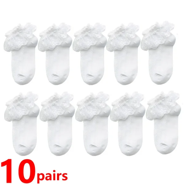 10/20 Pairs/lot Baby Girls Kids Socks Lace Ruffle Princess Mesh Children Ankle Short Breathable Cotton White Pink Toddler Sock - Image 8