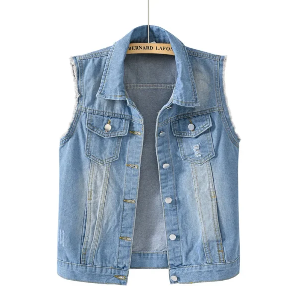 Women big size 6XL Denim Vest Sleeveless Waistcoat Students Casual Tops Jeans Jackets Red Pink Purple Yellow Blue White Jacket - Image 6