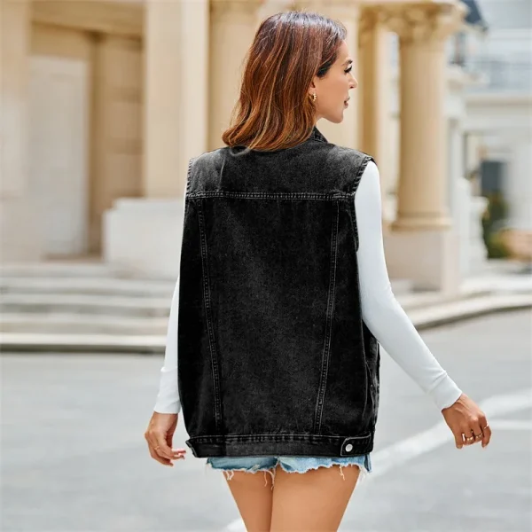 Fashion Internal Pockets Detachable Hooded Denim Vest Women Single-breasted Cardigan Sleeveless Jacket Female Casual Outerwear - Image 16
