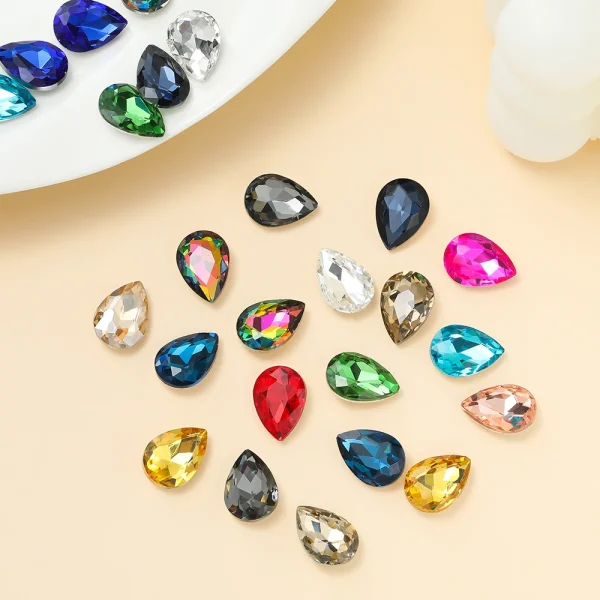 10pcs/lot Teardrop Glass Bead Crystal Gem Stone Point Back Drop Shape Rhinestones Glue On Rhinestone For DIY Jewelry Accessories - Image 36