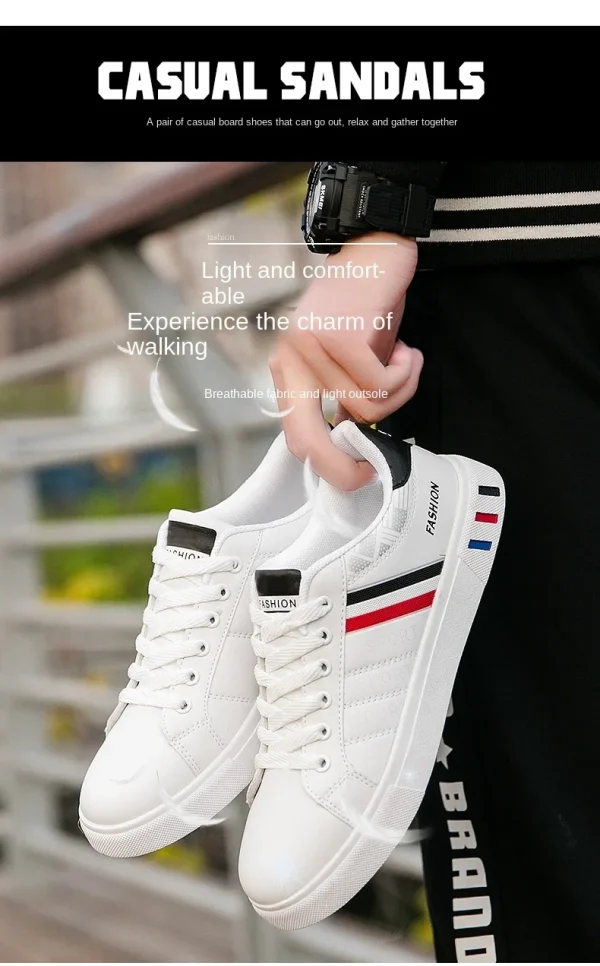 2024 Mens Casual Sneakers New Fashion Lace-up White Shoes Student Comfort Sports Plus Size Vulcanized Shoes Zapatillas De Hombre - Image 15